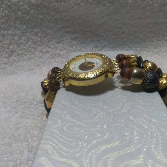 LA Express Quartz Watch Multi-Color Beads Gold Frame New Battery Women Great - Picture 7 of 11